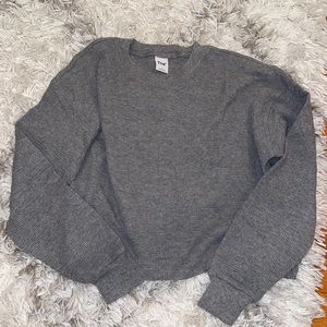 Aritzia cropped gray waffle tee